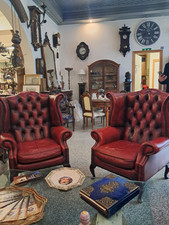 2 Antica Poltrona Chesterfield Queen Chester Red Bordeaux English armchair Label