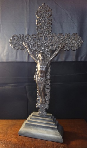 Antique spanish altar crucifix - antique,