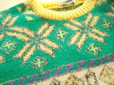 Pullover bambino vintage misto lana stile stelle albero natale maglioncino 5/6