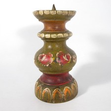 CANDELIERE PORTACANDELA PORTA CANDELA PORTACERO TIROLESE IN LEGNO FIORI VINTAGE