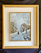 Dipinto Apicella Giulio Giovanni paesaggio invernale 30x40 cornice