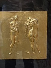 Bassorilievo Pietro Annigoni 60x53 " Le bagnanti " placcato oro 