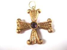 Antico Pendente Oro Rosso 585 con Ametista, 1,47 G