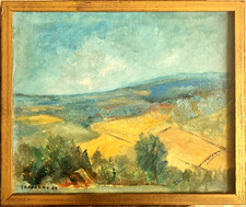Quadro " Colline toscane "   -autore Carlo Saccardi , 1969