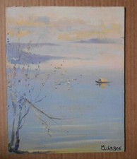 QUADRO DIPINTO AD OLIO VEDUTA LAGO DI COMO ? FIRMATO M. CAGNO ? CM. 30 X 24