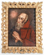 ⚜️ ANTICO QUADRO SANTO EPOCA 1600 MONACO ABATE RITRATTO VOLTO DIPINTO OLIO TELA
