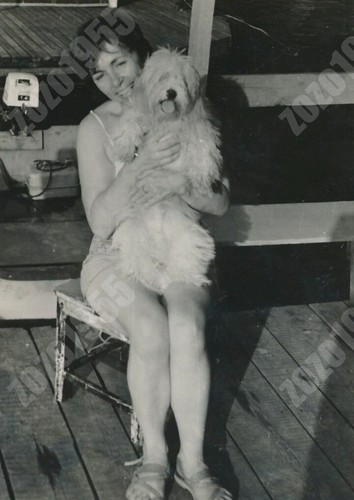 Woman with dog lap lady - with, in