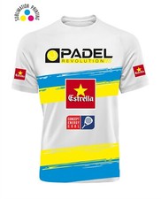 T-shirt Padel DryFIT stampa Giallo Azzuro in sublimatico linea Padel Revolution 