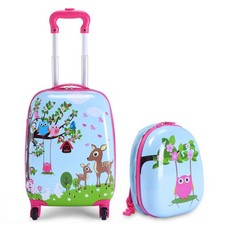 Costway Set Valigia Zaino 2pz 12" 16" Bambini Scuola Viaggio ABS
