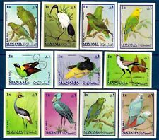Manama 1969 Bird of Paradise Ibis Scarpiera Cicogna Gru Pappagalli Uccellini Imperf MNH