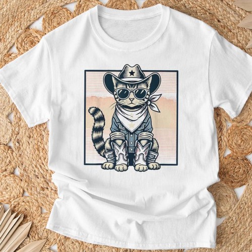 Shirt rosa cowboy gatto - t-shirt,