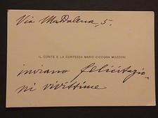 Biglietto da visita. Il Conte e la Contessa Mario Cicogna Mozzoni.