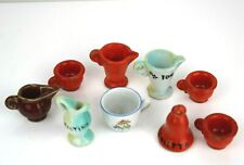 Lotto 9 Pezzi Miniature Oggetti da Cucina in Ceramica Tazze Teiera da Collezione