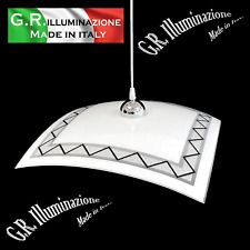 LAMPADARIO MODERNO IN VETRO BIANCO Ø45 SOSPENSIONE SALA DA PRANZO CUCINA Sp3