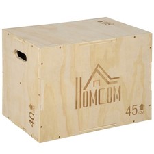 HOMCOM Plyo Box a 3 Altezze Regolabili in Legno di Faggio 45x40x60 cm