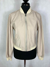 ARMANI JEANS Giubbotto Bomber Giacca Donna Cotone Corto Beige con Zip Sz.S - 40