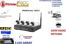KIT VIDEOSORVEGLIANZA WIRELESS IP AHD HD 4 TELECAMERE LED ARRAY HARD DISK 320GB