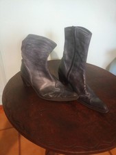 Stivali pelle grigio scuro donna 37 bassi italiani leather women's boots