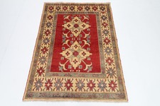 Tappeto kazako 4x5 piedi zona rossa afgano annodato a mano tribale...