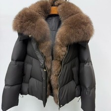 2025 Nuovo Piumino Donna Collo Pelliccia di Volpe Collo Anatra Corto Sciolto Spessore Giacche Calde