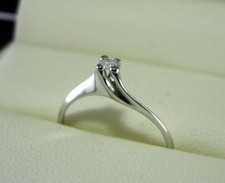 Anello solitario oro bianco 18 kt. diamante naturale da ct.0.03 gioielli donna 