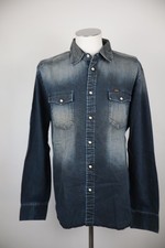 LEE JEANS CAMICIA COTONE UOMO TG. XL MAN CASUAL VINTAGE SHIRT LOGO COTTON DENIM