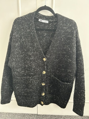 Cardigan zara nero tweed - cardigan,