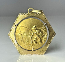 Ciondolo italiano pescatore pescatore oro giallo 18 kt vintage estate