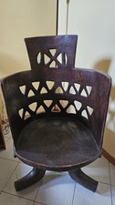 Sedia etnica tradizionale di Jimma (Etiopia) in legno massello monoblocco
