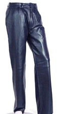Pantaloni In Pelle Blu Navy Da