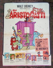 manifesto GLI ARISTOGATTI Aristocats WALT DISNEY Romeo Duchessa bugiardino 1971