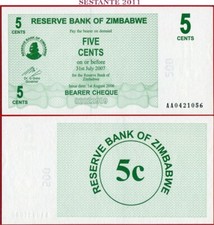 ZIMBABWE 5 CENT 1 8 2006 P 34 UNC spedizione gratuita da 100$