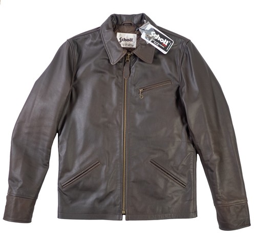 Giacca pelle marrone schott - pelle,