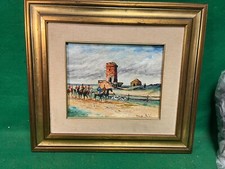 quadro dipinto ad olio paesaggio tor boacciana ostia roma parini parisi perini
