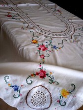 Tovaglia Ricamo E Pizzo Uncinetto Fatto A Mano X 12 Persone
