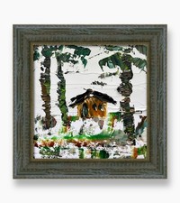 Sri Lanka Palm Bungalow Arte Tropicale Costa Quadro Astratto Decorazione Minimalista