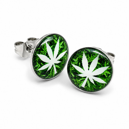 Orecchini erba cannabis foglia - erba,