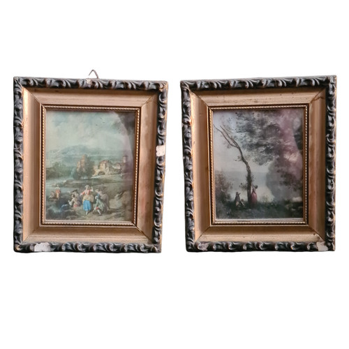 Antico miniatura coppia quadro - antico,