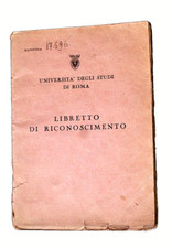 LIBRETTO DI RICONOSCIMENTO UNIVERSITA DI ROMA 1951