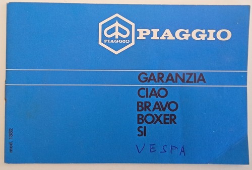 Piaggio libretto garanzia ciao - piaggio,