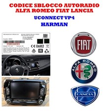 CODICE SBLOCCO AUTORADIO HARMAN ALFA ROMEO Giulietta  FIAT  LANCIA UCONNECT VP4
