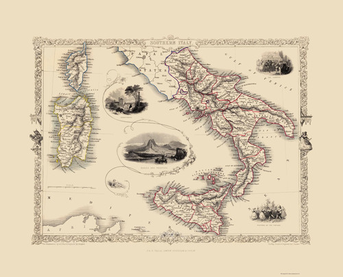 Mappa storica italia sud - italia,