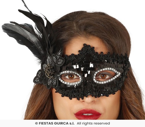 Maschera con piume - maschera, nera