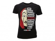 LA CASA DI CARTA T-Shirt Maglietta NOMI CITTA' Maschera Professore ORIGINALE