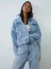 Giacca jeans giubbino corto giubbotto denim trucker donna blu jeans 1256