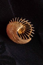 Spilla Vintage Anstecker Oro Nautilus Astratto Anni 70 Gioielli Costume