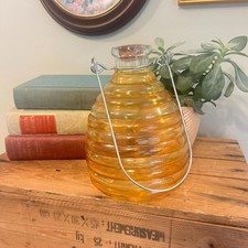 Cattura insetti vintage in vetro giallo a nido d'ape con tappo cattura mosche insetti fattoria