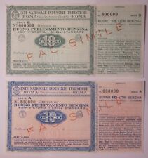 2 Buoni prelevamento benzina Ente Nazionale Industrie Turistiche ENIT Agip Shell