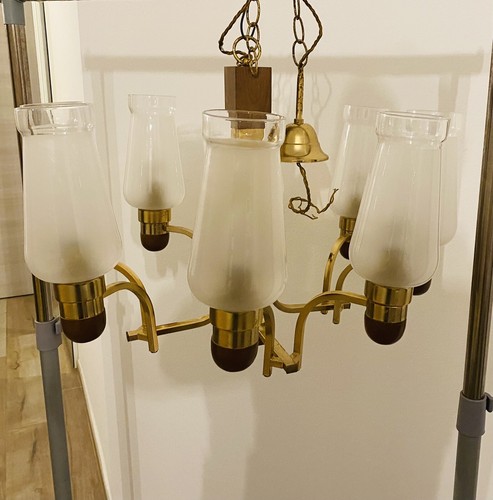 Lampadario ottone legno stile - ottone,
