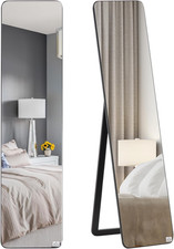 Specchio Da Terra E Da Parete Con Struttura in Legno, Supporto Pieghevole Con Ce